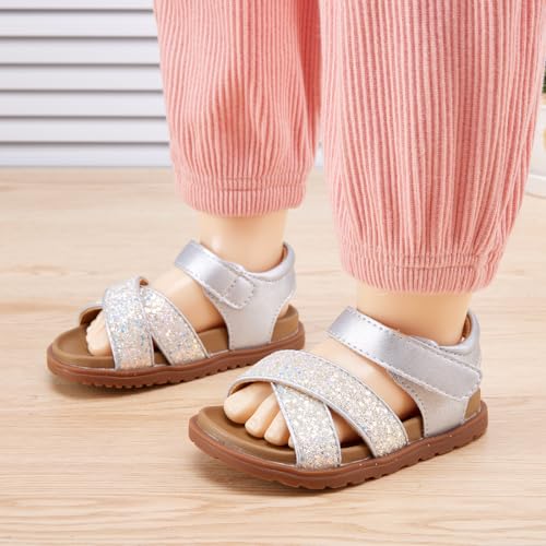 Image of BMCiTYBM Toddler Boys Girls Sandals Open Toe Arch Support Slides Adjustable Straps Cork Footbed Slippers for Indoor Outdoor