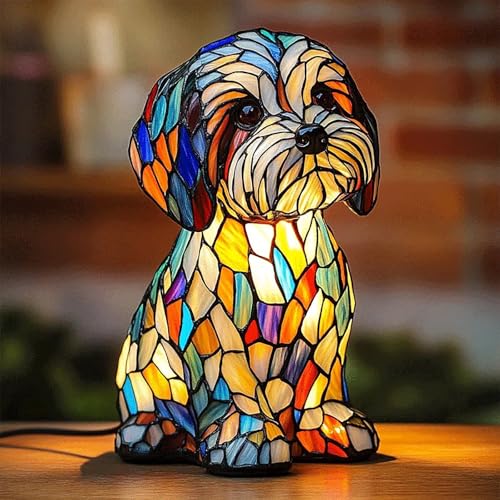 Katzenlampe, Französische Bulldoggenlampe, LED Katzenlampe Mosaik/Yorkshire Terrier/Chihuahua Lampe USB,Tischnachtlicht Aus Kunstharz Mit Tiermotiv, Süßes Haustiergeschenk Für Hundeliebhaber (A)