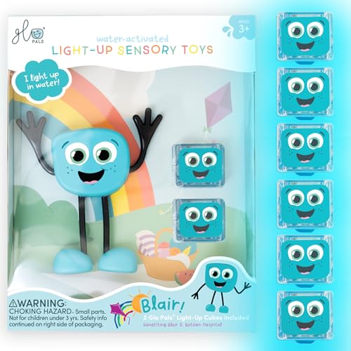 Image of Glo Pals Water-Activated Bath Toy with 6 Reusable Light-Up Cubes for Sensory Play (Blair)