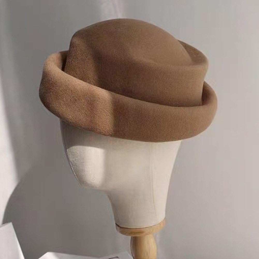 Tocado De Fieltro De Lana para Mujer, Bonito Sombrero De Copa, Tocado De Sombrerería, Sombrero De Base para Uso Informal.