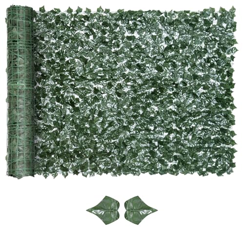 Outsunny Haie Artificielle Brise-Vue décoration Rouleau 3L x 1,5H m Feuillage réaliste Anti-UV Vert