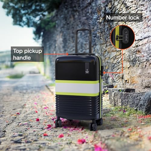 Image of Nasher Miles Mexico Hard-Sided Polycarbonate 8 Wheels Double Spinner Cabin Luggage Black and Grey 20 inch |55cm Trolley Bag,Small