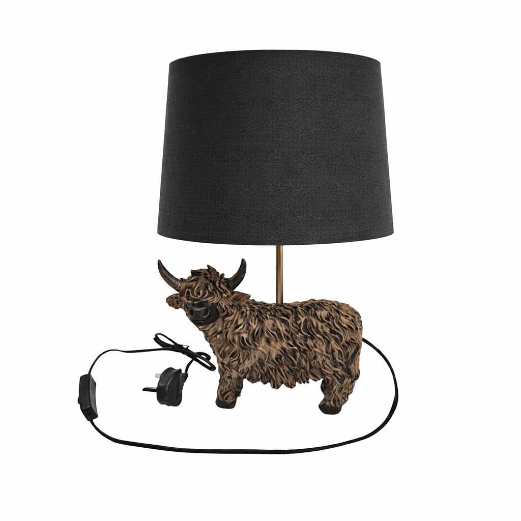 Highland Cow Table Lamp Country Home Styling Modern Lighting Living Room Space