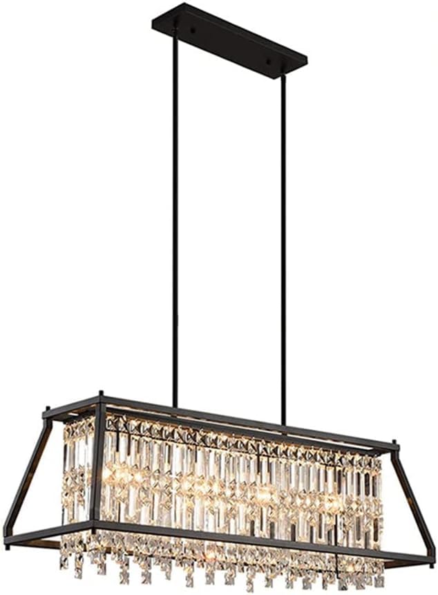 American Crystal Chandelier E12 4-Light Metal Ceiling Hanging Light Modern Home Dining Table Kitchen Suspended Light Fixture
