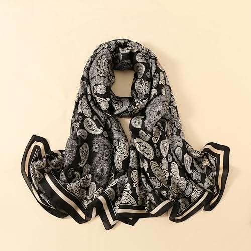 Image of MALINA Women's Polyester Silk Satin Stole Scarf - Soft Lightweight Fashion Wrap, Elegant Floral & Gradient Design, summer stole,Scarf For Women,Premium Stole,Large Size 180x90 cm'