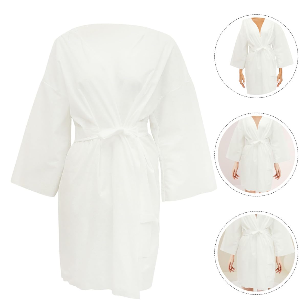 PACKOVE Desechables Ligeros y Cómodos 6 Albornoces de Algodón para Spa y Baño Color Blanco Ideales para Salón de Belleza y Cuidado Piel