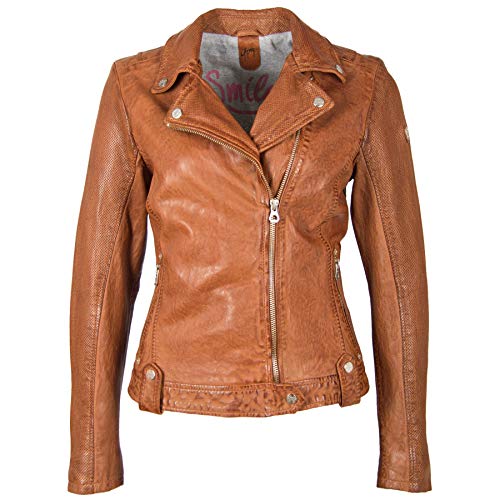 Gipsy Damen Lederjacke GGFavour LAMAXV aus Lammnappa Leder (XL, Cognac)