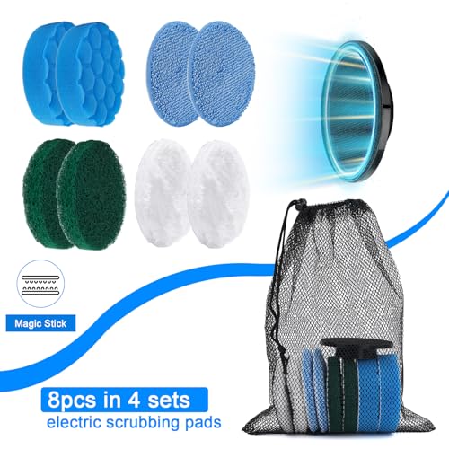 Image of Electric Spin Scrubber Replacement Brush Heads Set, 8 Pieces, Multiple Brushes for Bathroom,Kitchen,Glass, Leather, Car Cleaning
