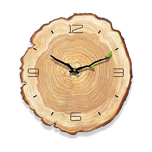 Madera Silencioso Reloj De Pared Sin Tic TAC Grano Anual De Madera De Anillo Moderno Decoración Reloj De Pared Radiocontrolado Batería Hogar Oficina-b