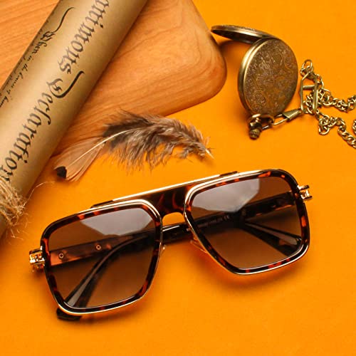 Image of Freckles Mark Trendy Retro Sunglasses for Men Women Stark Vintage Shades 70s Italian Fashion Square Metal Glasses