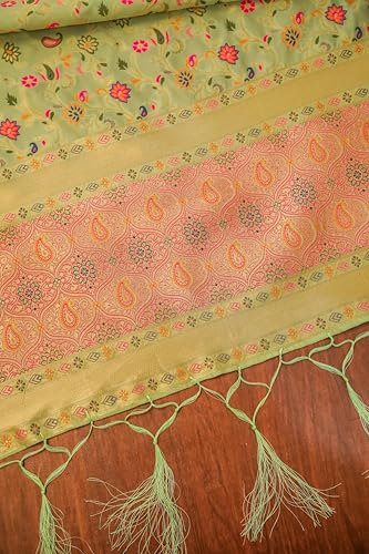 Image of DEVANGI Women's Woven Banarasi Silk Dupatta /Chunni For Women, Floral Print 1 Meter Wide and 2.3 Meter Length Printed Designer Dupatta /Chunni For Girls
