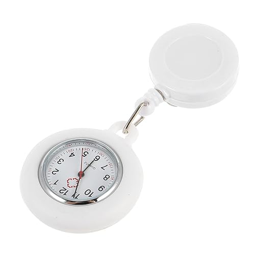 Miniatura 9 de POPETPOP Reloj retráctil para enfermera, unisex, reloj de enfermería con clip para enfermeras, médicos, cubierta de silicona, reloj de bolsillo,