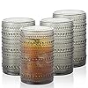 POLIDREAM 4pcs Gray 15.2oz Hobnail Glass Cups - Elegant & Textured Drinking Glasses for Beer, Cocktail, Soda, Juice - Sophisticated Monochrome Collection, Ideal for Home Bar