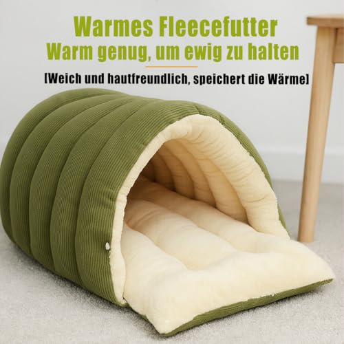 Ruileyou Abnehmbares und Waschbares, Geschlossenes Winter-Katzenbett, Mit abnehmbarem Kissen, geeignet für kleine Katzen und Hunde (Hellbeige, M（45 x 30 x 19 cm）)