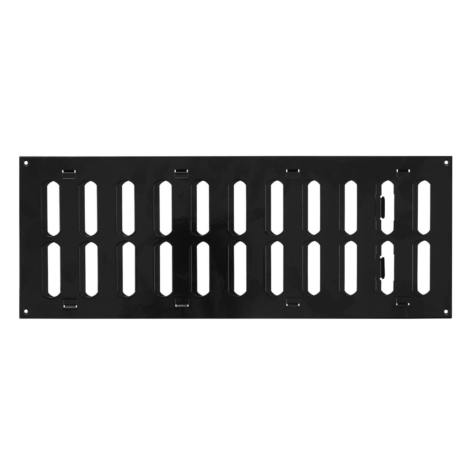 Prostko Ltd Black Metal Air Vent Grille / 400Mm X 150Mm / With Adjustable Shutter/Modern Rectangular Flat Louvre Duct Cover