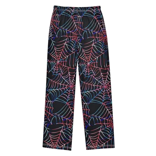 Red Blue Spiders Web Pajama Pants Elastic Waist Lounge Pajama Bottoms Long Pj Pants with pockets