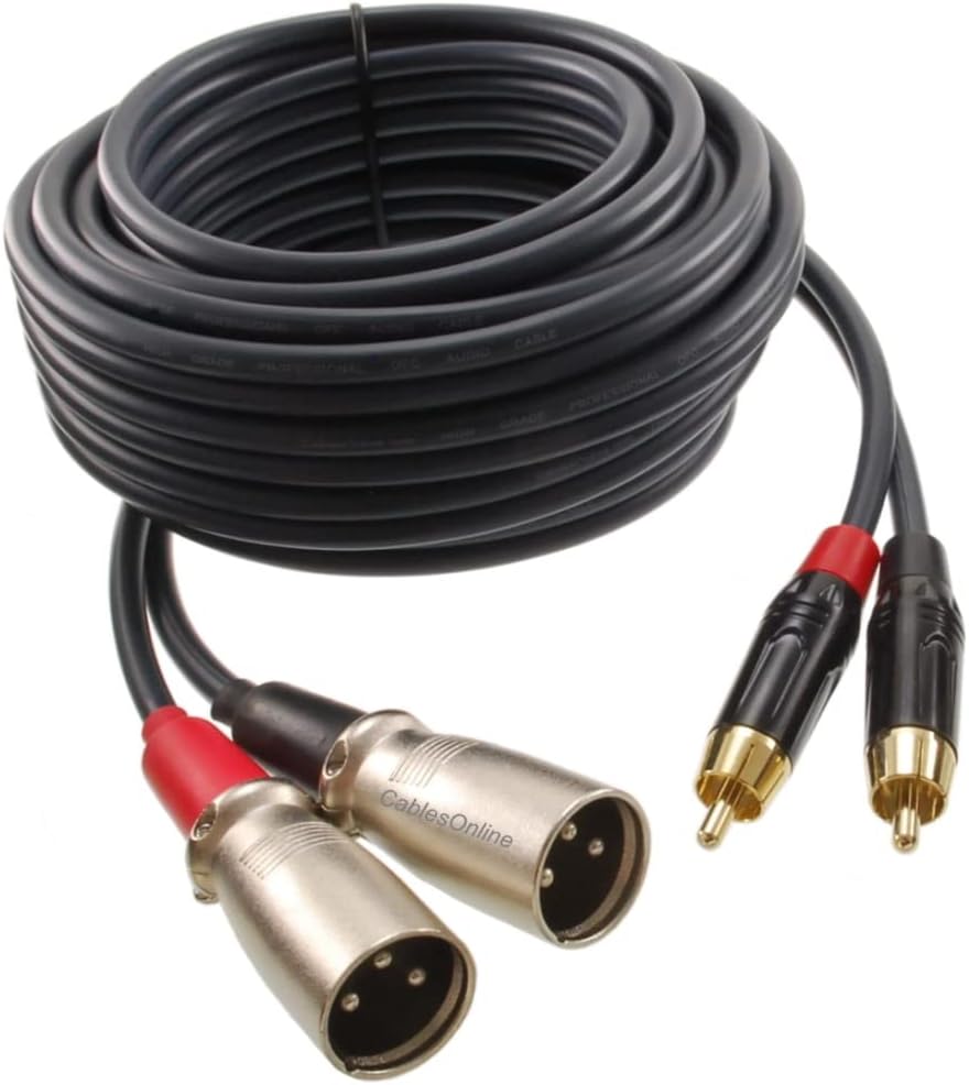 CablesOnline 25フィート デュアルXLR 3Cオス - 2-RCAオス プロオーディオグレード ステレオオーディオケー