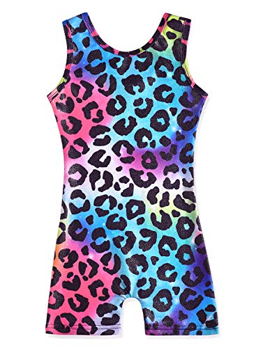 Image of HOZIY Gymnastics Leotards for Girls with Shorts Toddlers Biketards Rainbow Unicorn Dinosaur Mermaid Leopard Flower Galaxy