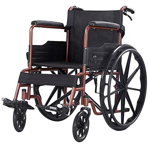Wheelchair Transit Travel Chair-Old Man Foldable Light Portable Scooter Disabled Multifunction Big Wheel Trolley JINJINTAO (Color : Brown, Size : 65x92x88cm) Cover