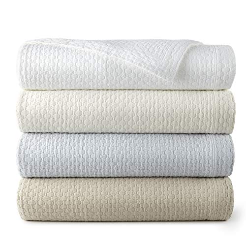Peacock Alley Juliet Matelasse Lightweight Coverlet Or Sham In 3 Luxurious Color Options | Beautiful And Timeless Textured Basket Weave Pattern | 100% Cotton (Pearl, Coverlet Full/Queen) #TOP1