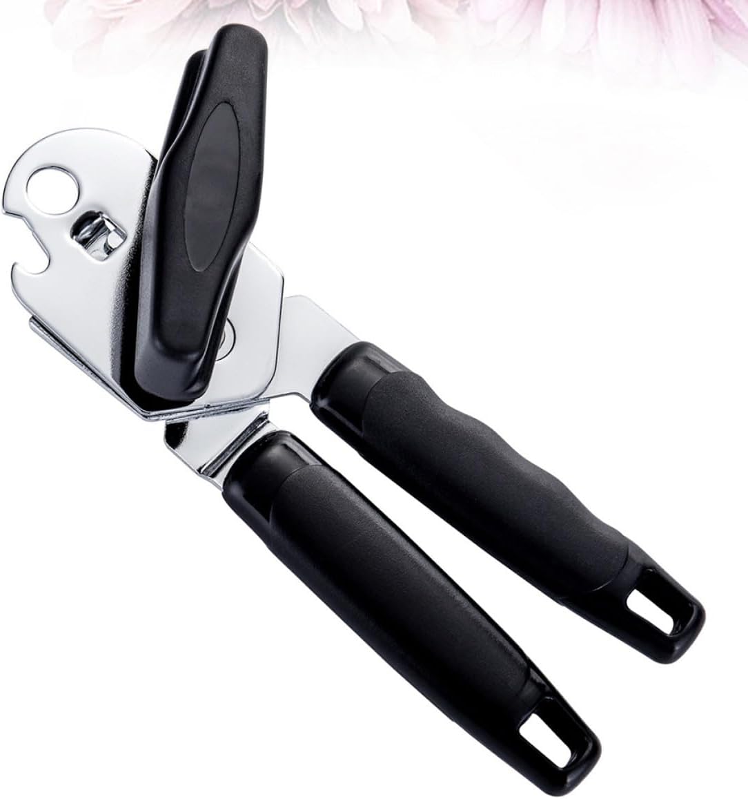 Healifty Multifunction Manual Can Opener Handheld Bottle Opener with Non-slip Grip Can Lid Cutter Portable Kitchen Tool for Home and Outdoor Use Black