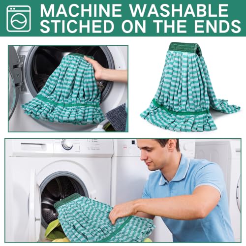 Image of Lallisa 4 Pcs Microfiber Commercial Mop Head Replacement Tube Industrial Looped End Mop Heads Refill for Floor Cleaning for Home Commercial Industrial Use (Medium,Dark Green)