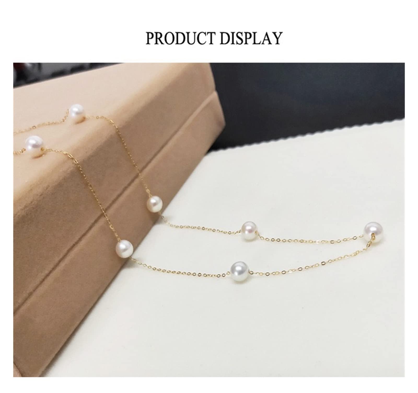 Collana a catena in oro 18 carati con perla rotonda naturale bianca, regalo di fidanzamento con collana di perle d'acqua dolce Collane da donna