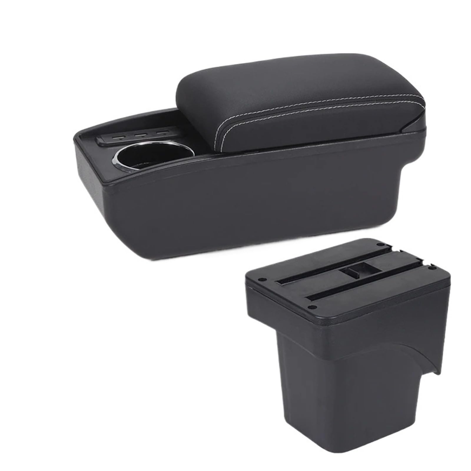 GBGWRMRYX Center Armrest Box For Focus 2 Mk2 Car Armrest Box Accessories Dedicated Interior Details Retrofit Parts Storage Box Arm Rest(B3 Black white 6USB)