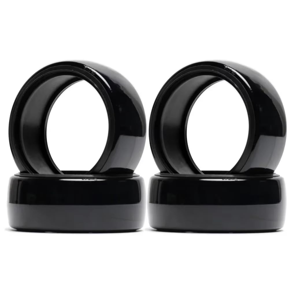 KINGCOO 4Pcs RC Drift Car Wheel Tires 63MM Smooth Hard Plastic Double Layer Tyre for 1/10 RC On Road Racing Drifting Car for Tamiya HSP HPI Kyosho 94122 94123 TT01 (Black)