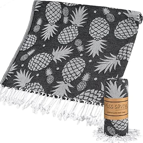 Miss Savon Strandtuch - Original türkisches Saunatuch Baumwolle | 100x180 cm | groß Badetuch schwarz XXL für SPA Strand Sauna Fitnesss Sport Badezimmer Cover
