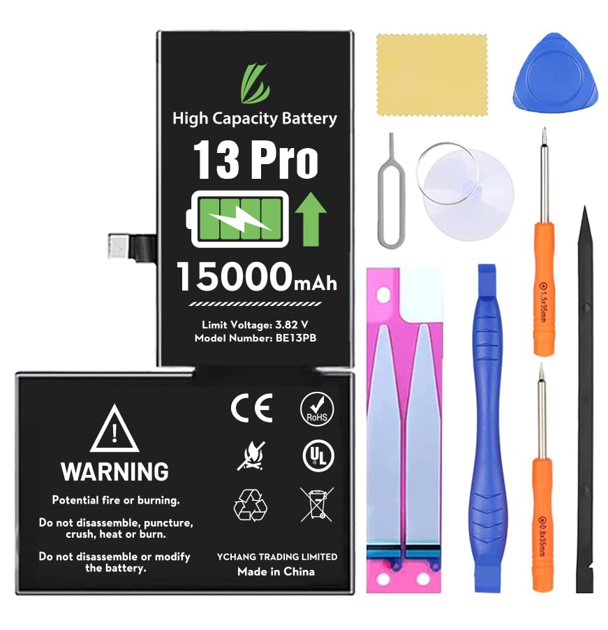 LL TRADER Battery for iPhone 13 Pro 24000mAh High Capacity Replacement Battery for iPhone 13 Pro with Full Set Repair Tool Kit