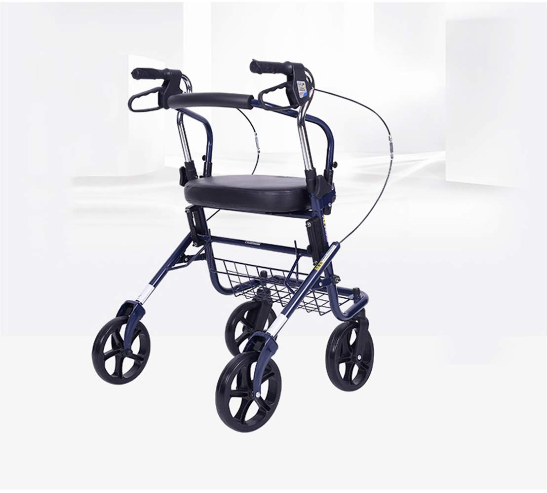 leichte, zusammenklappbare vierräder mit gepolstertem Sitz, ergonomischen Griffen und abnehmbarem einkaufskorb