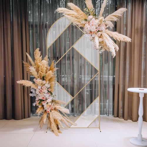 Efavormart 7ft Tall Gold Metal Round Top Geometric Wedding Backdrop Floor Stand