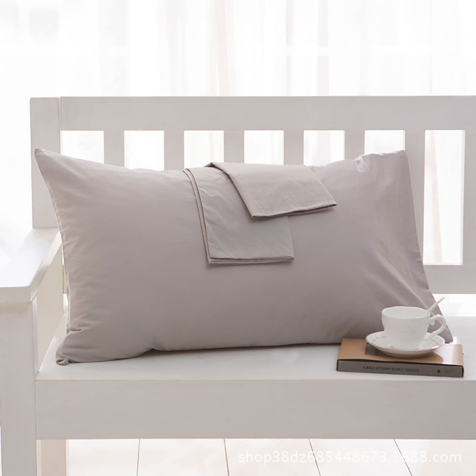 Federa in cotone egiziano, confezione da 2 pezzi, morbida e comoda chiusura a busta, per letto king size, 50 x 70 cm, marrone