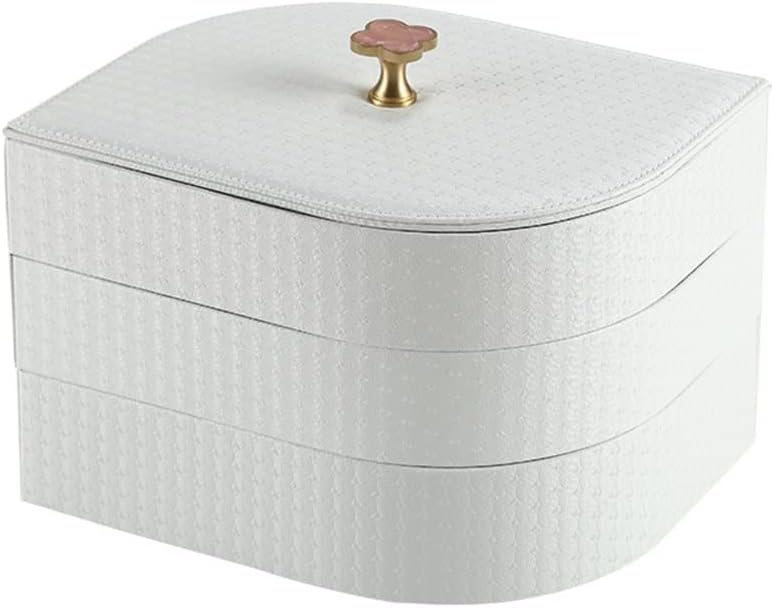 Multi-Function Jewelry Box Necklace Earrings Container Solid Color Portable Leather Storage Case(Gray)