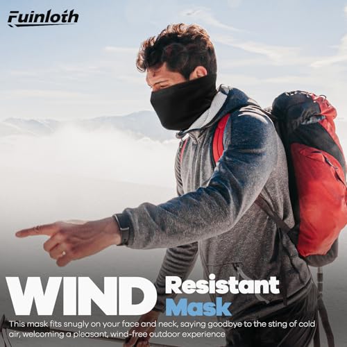 Fuinloth 2 Pack Winter Neck Gaiter, Fleece Warmer Scarf Cold Weather Face Mask Cover for Men/Women 5