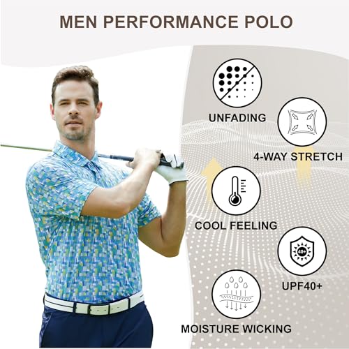 Image of Damipow Premium Golf Shirts for Men Dry Fit Performance Polo Short Sleeve Collared Shirt
