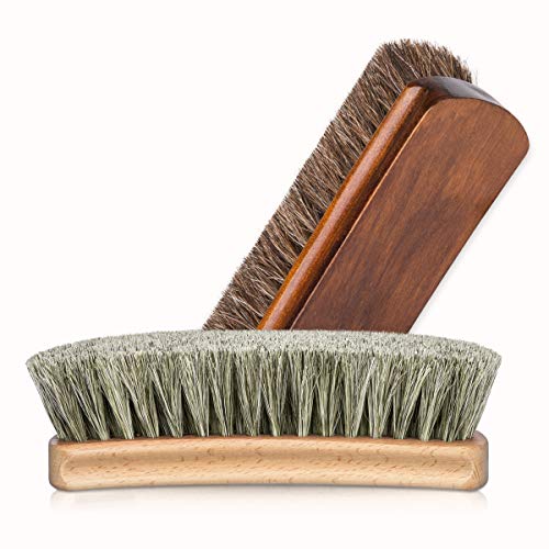 Himart 靴ブラシ 馬毛 2枚 靴磨き ブラシ100％ 天然馬毛ブラシ ブーツ 靴 その他のレザーケア用(ダックブラウン＋ブラウン)