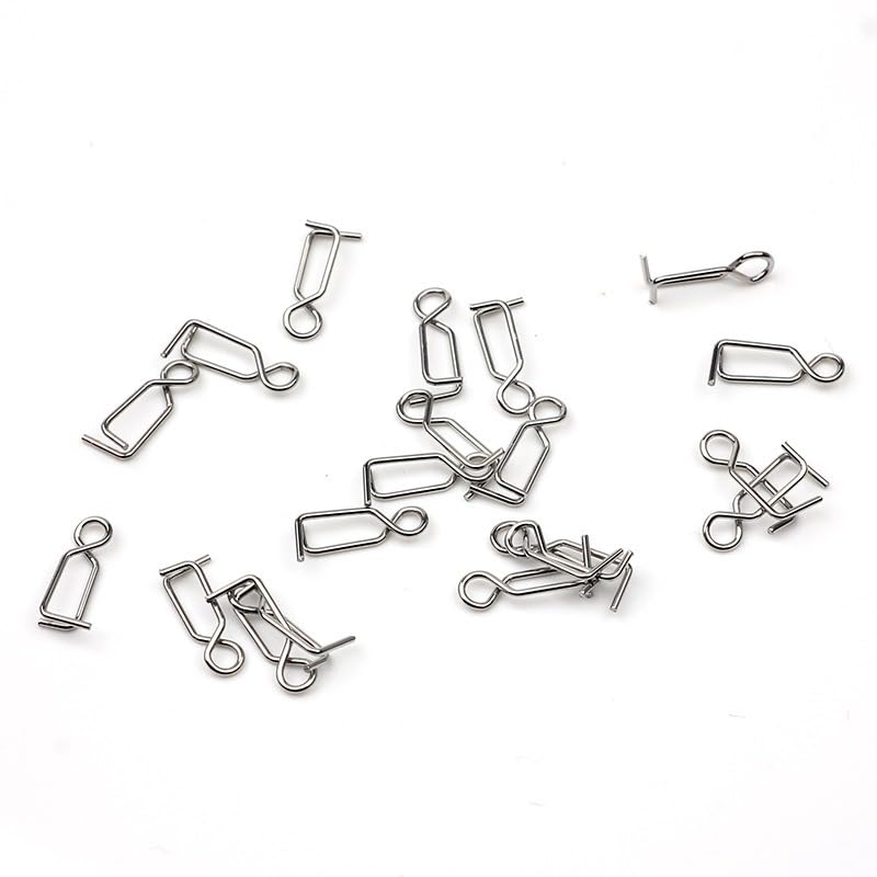 200 piezas Clips de bloqueo rápido de acero inoxidable para pesca miniatura 7