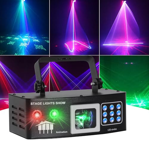 Laser Lights DJ Lights for Parties Pro 4 in 1 with Sound Activated & DMX Control DJ Laser Light Show...