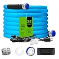25' Heated Water Hose for RV — Prevents Freezing Down to -20°F — Test report For PBA-Free&Phthalate-Free&Lead-Free— Great for Campers, Livestock, Agriculture, Kennels, etc. — 5/8"LONRIHEAT