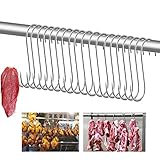 S Haken, 20 Stücke Fleischerhaken Edelstahl, Hochwertige Räucherhaken, Metzgerhaken Küchenhaken, Fleischerhaken mit Spitzen Ende, Fleischhaken für Küche, BBQ Backen Fleisch (3 CM x 15 CM)