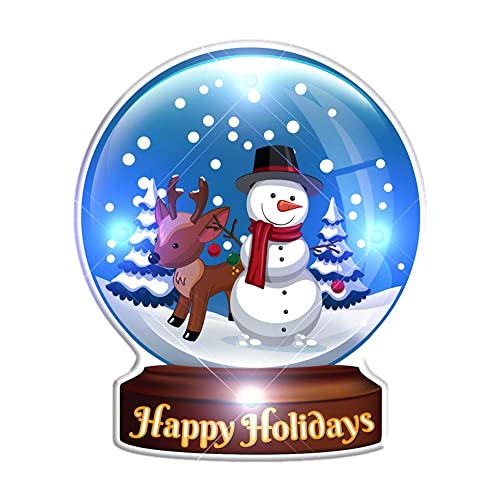 Light Up Christmas Happy Holidays Snowman Globe Body Light Pin Illuminated Holiday Accessory for Festive Celebrations