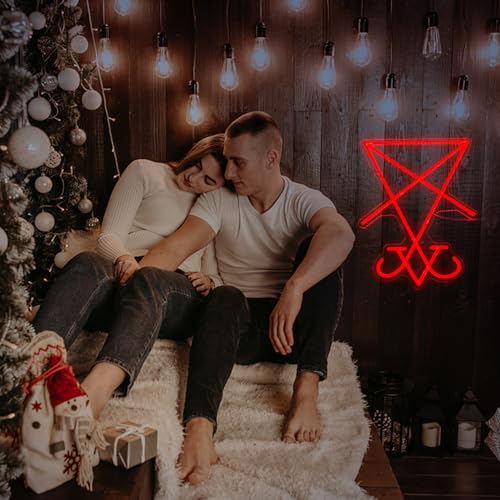 Image of Lucifer Neon Sign | Halloween Neon Mythological Decor Neon room decorative lights 15x12.4in(Red)