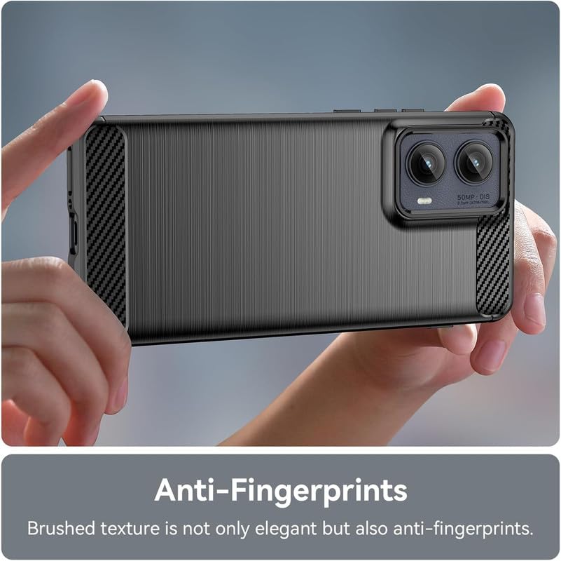 Image of Carbon Fiber Shockproof Zebra Back Cover for Moto Edge 5G 2024 - Black