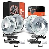 Replacement Parts for Front&Rear Drilled Brake Rotors&Ceramic Pad for Chevy Silverado GMC Sierra