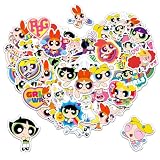 The Powerpuff Girls Stickers for Water Bottle, Cartoon Water Bottles Decals for Kids Teens Students, Cute Girl Decals Scrapbook Laptops Skateboards Decor(50PCS)