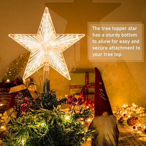 LAWOHO Christmas Tree Topper Warm White Light Star for Tree Toppers Decorations - 8.7 Inch Battery Powered for Normal Size Christmas Trees by LAWOHO - Image 3
