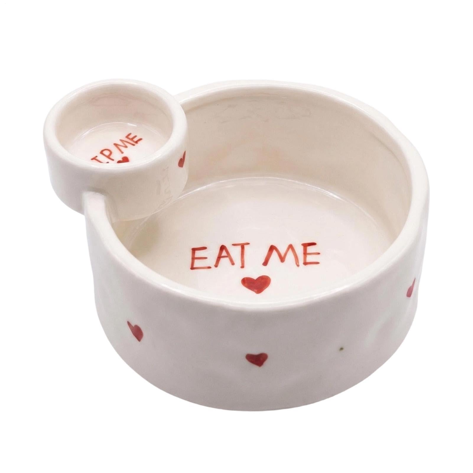 separatore per salsa, doppio scomparto in ceramica, di servizio per patatine, separato per la colazione di , festa, scuola, pranzo, picnic, ufficio, cena,