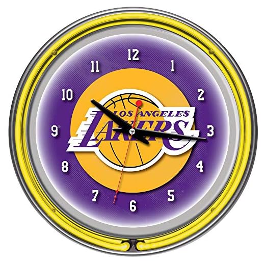 Los Angeles Lakers NBA Chrome Double Ring Neon Clock product image